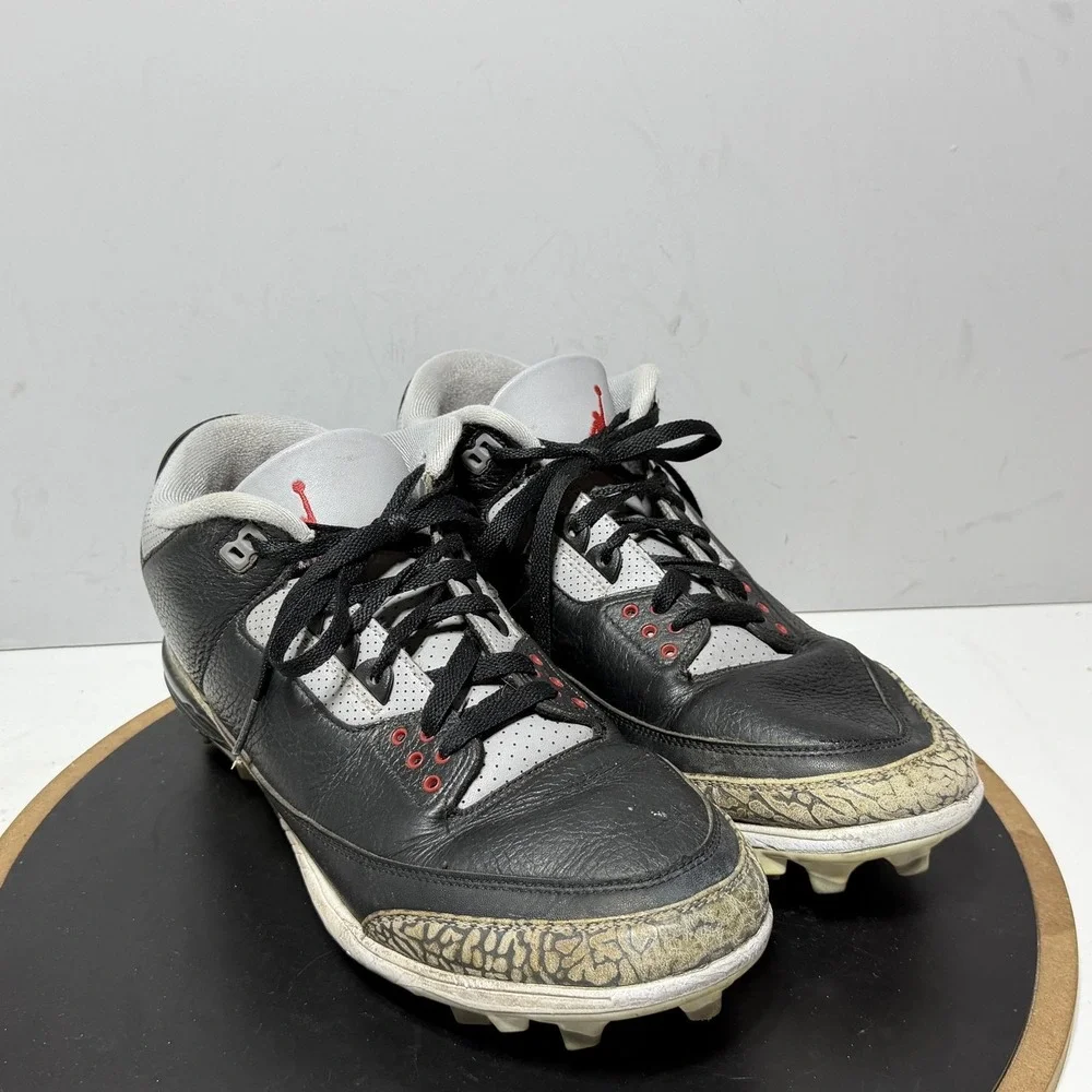 Jordan Baseball Cleats Shoes Mens 12 Black Gray Red Elephant Print FZ8626-001